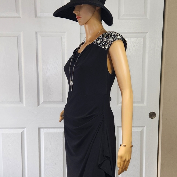 ALEX EVENINGS BLACK PARTY DRESS.     SIZE 10 RHINESTONE SHOULDER - Picture 9 of 13